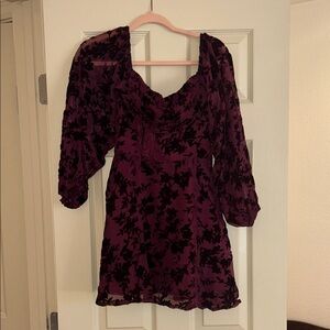 Showpo Dark Purple Floral Mini Dress